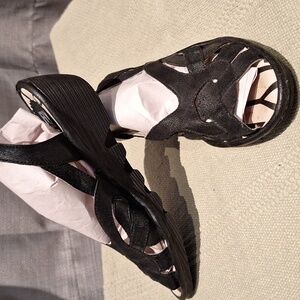 Fly London Wedge Slingback Sandals Black Size 38 US 7/7.5